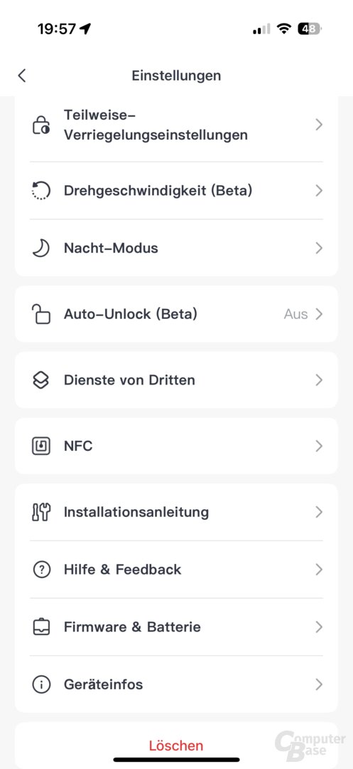 Funktionen des SwitchBot Lock Ultra in der App