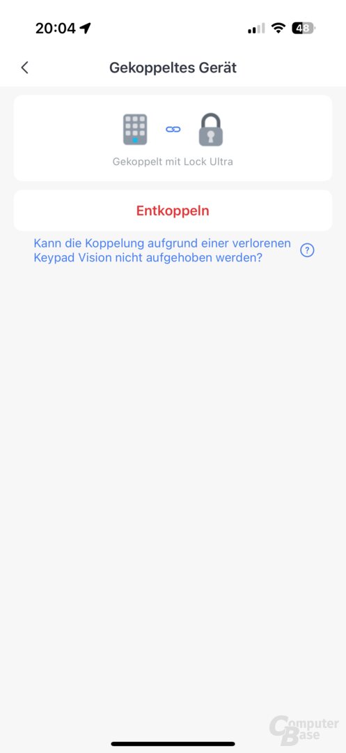 Funktionen des SwitchBot Keypad Vision in der App