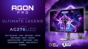 Agon Pro AG276UZD: 4K-QD-OLED mit 240 Hz und 27 Zoll von AOC