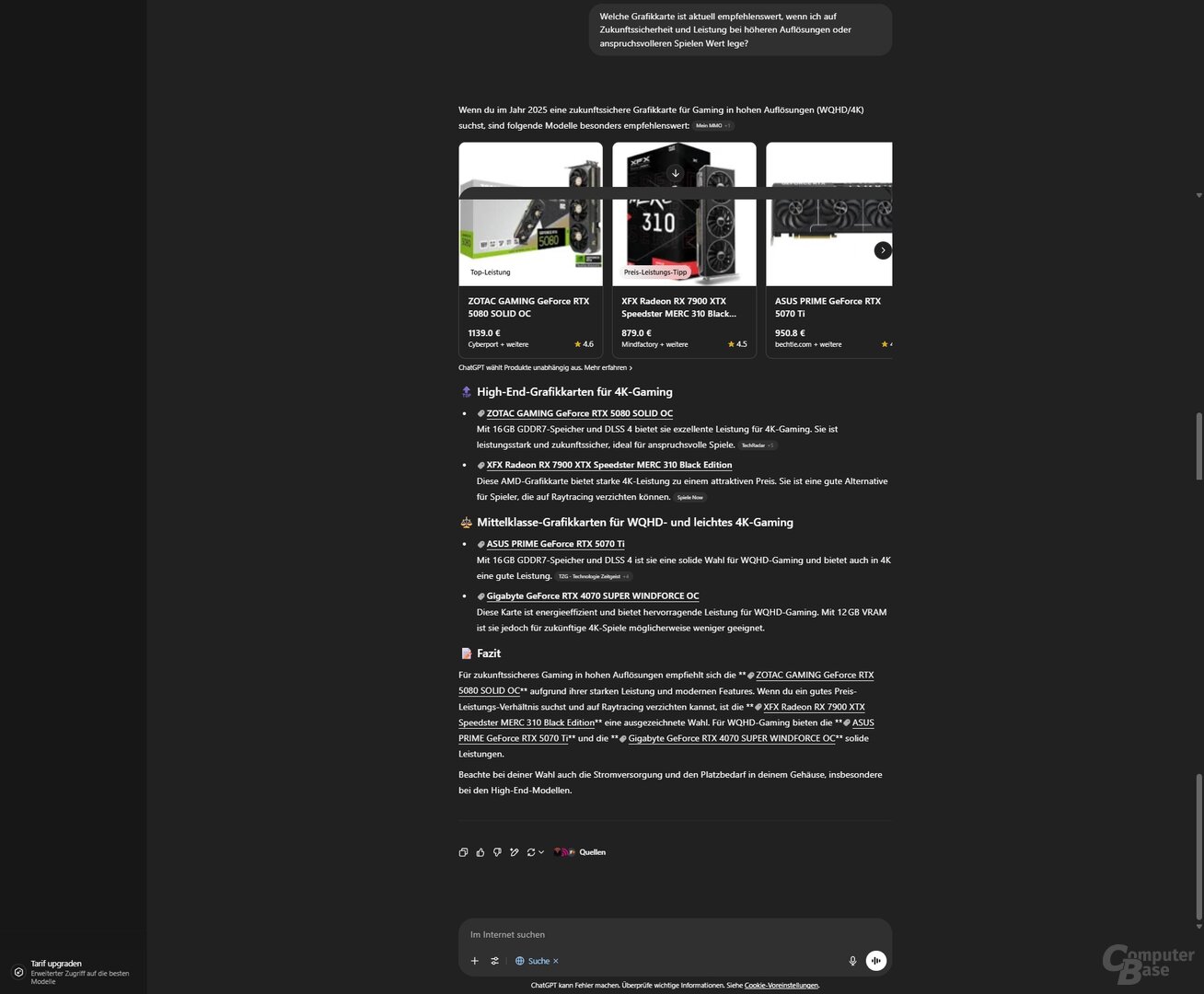 Test 2b: ChatGPT Search