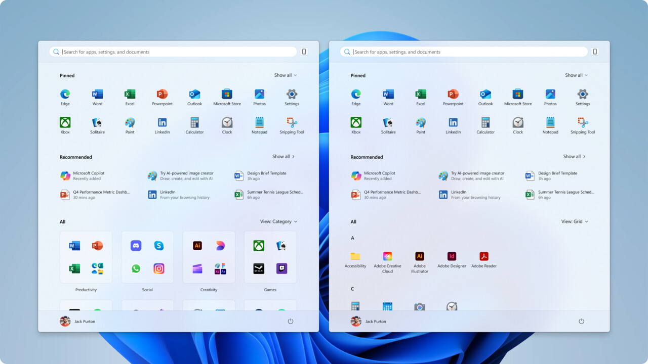 Windows 11 24H2: Windows Insider erhalten neues Startmenü