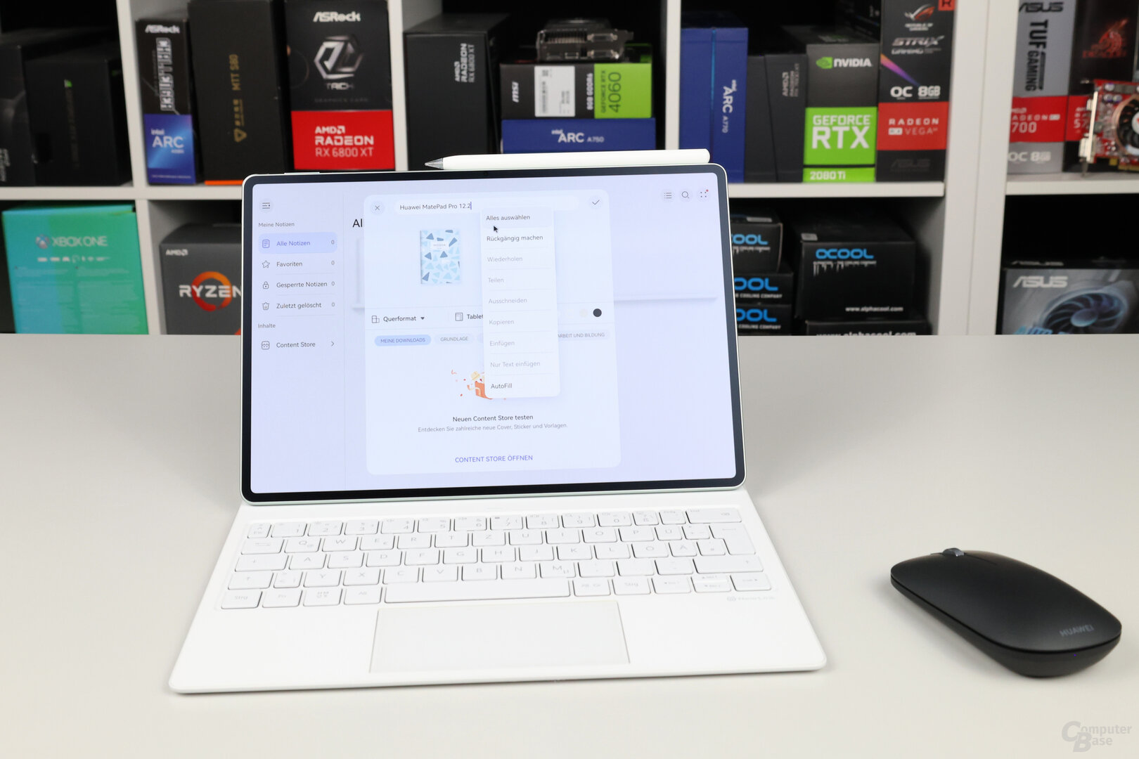 MatePad Pro 12.2 (2025): Die Notizen-App ist mit Tastatur und Maus leicht zu bedienen