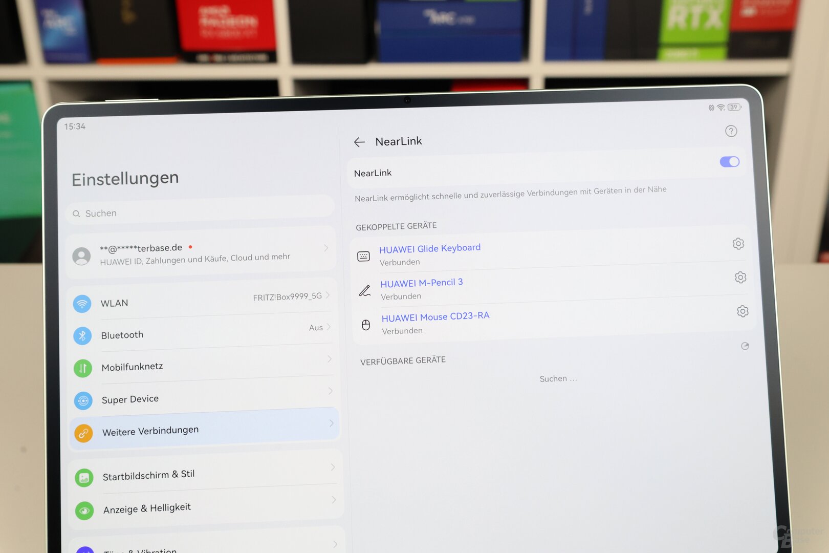 Maus, Stift und Tastatur kommunizieren gleichzeitig über NearLink mit dem MatePad Pro 12.2