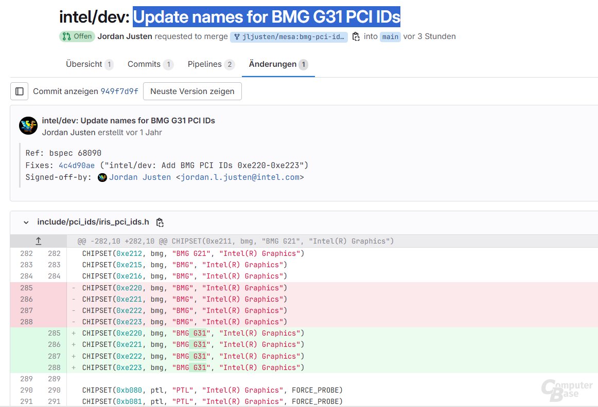 Ein Commit für den Mesa-Treiber von Intel nennt G31 direkt beim Namen