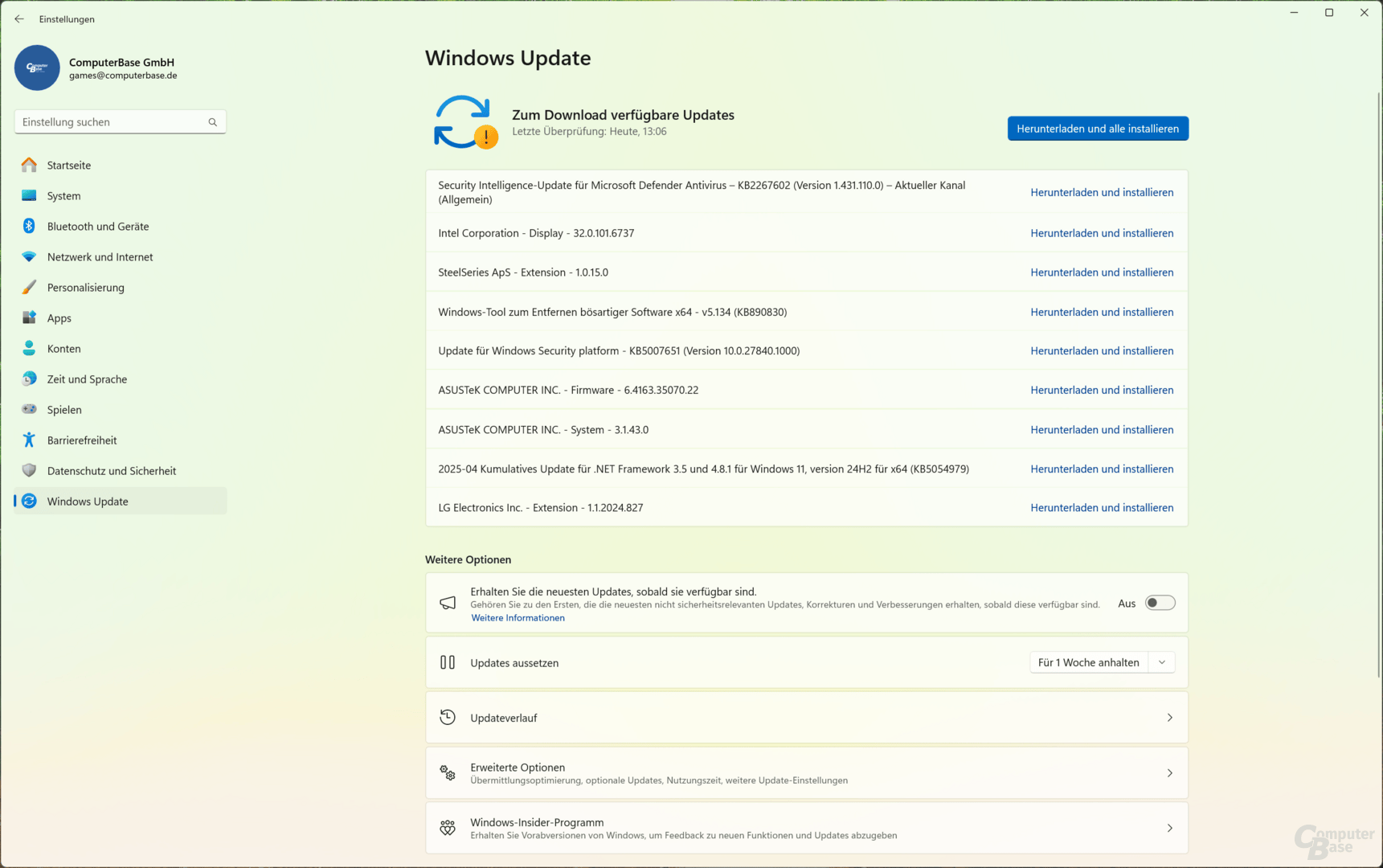 Windows Update nach erstem Start