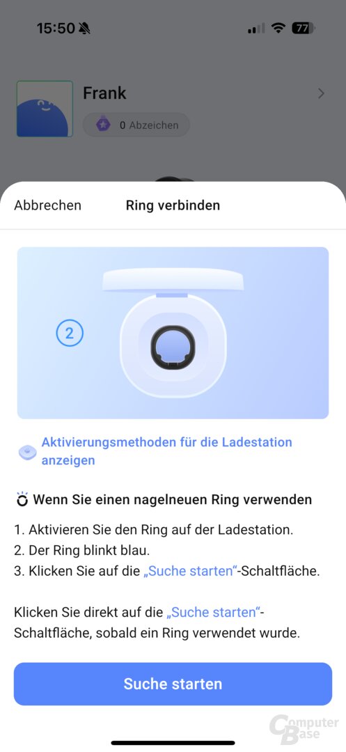 Einrichtung des RingConn Gen 2 Smart Ring in der App