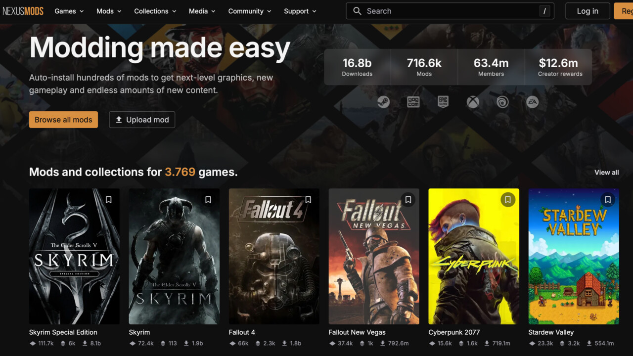 Nexus Mods verkauft: Modding-Webseite soll sich nicht ändern