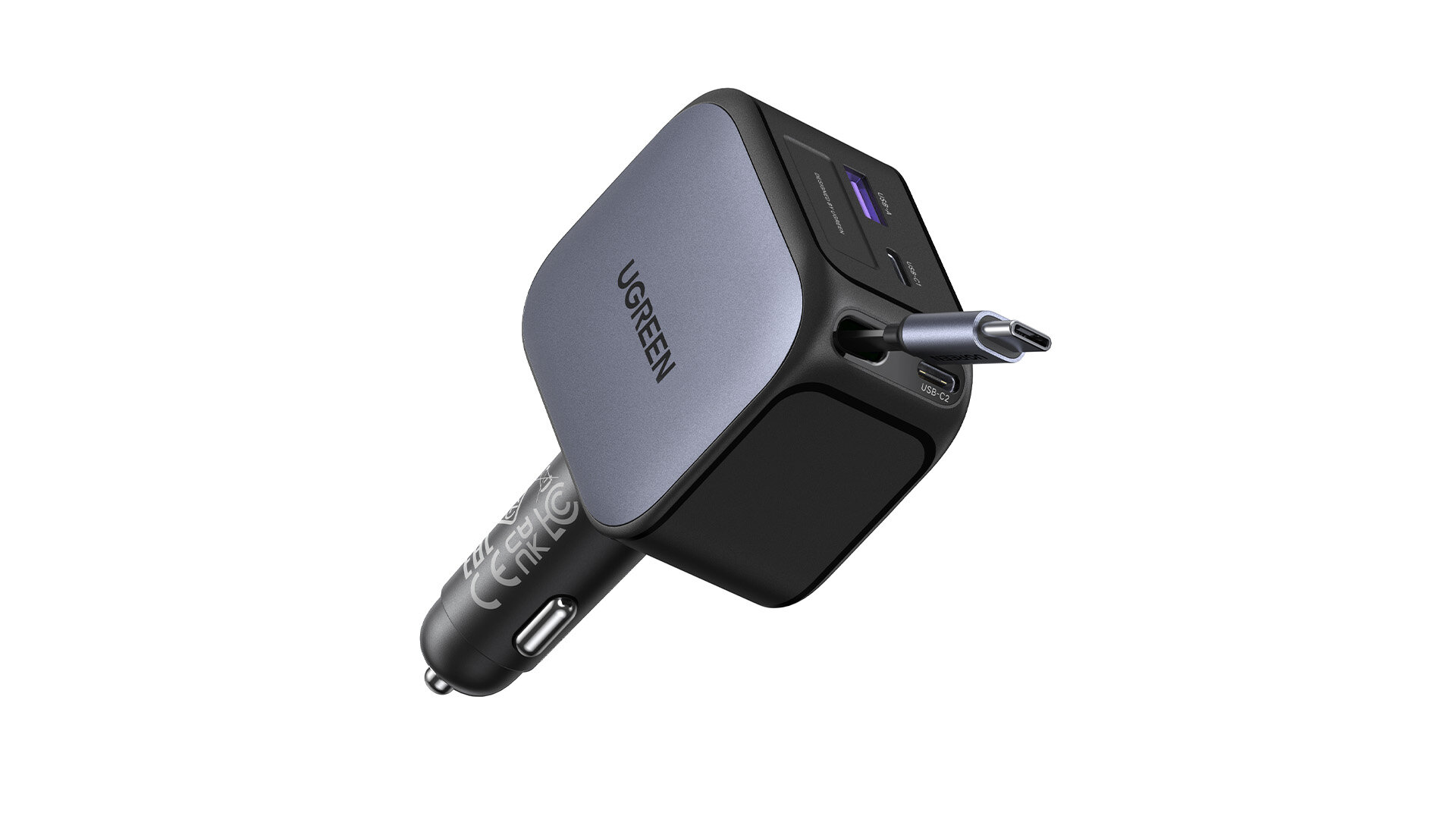 UGREEN Nexode 145W Zigarettenanzünder Ausziehbares Auto-Ladegerät
