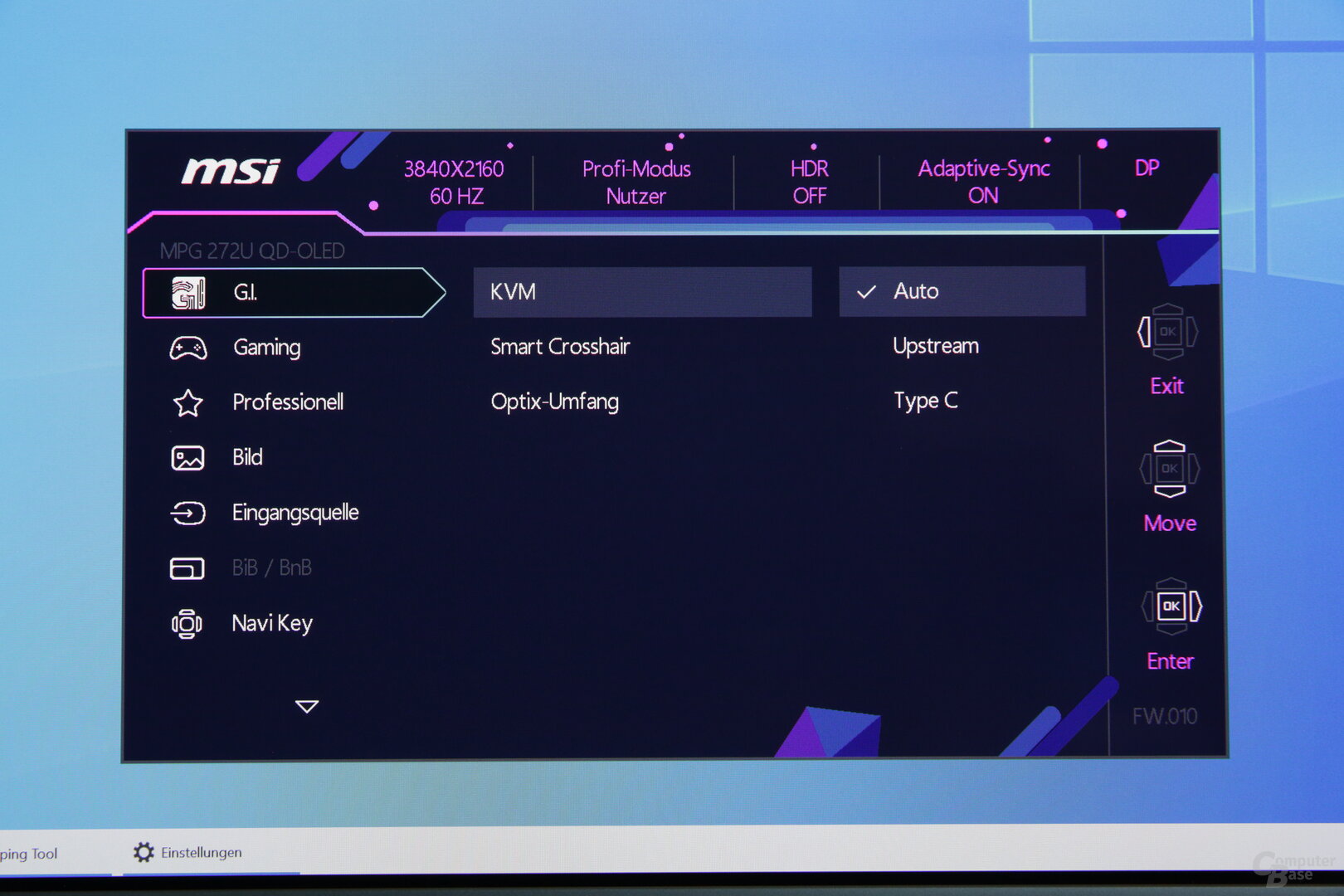 OSD des MSI MPG 272URXDE QD-OLED