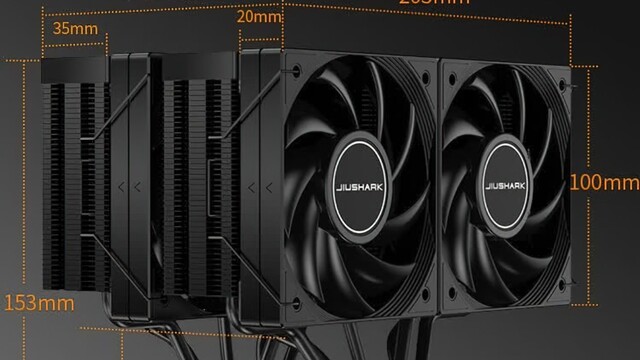 Riesiger CPU-Kühler: Jiushark JF15K Diamond arbeitet mit vier Lüftern