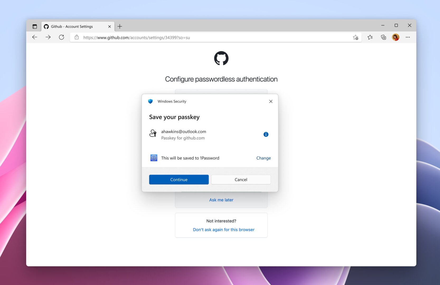 1Password-Integration in Windows 11 Insider Preview
