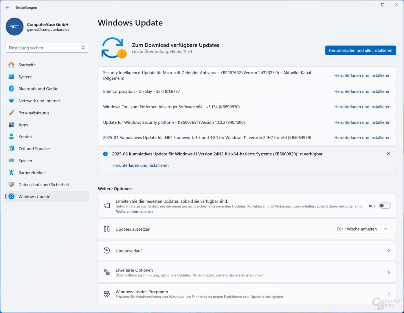 Windows-Updates nach dem ersten Start des Geekom IT15