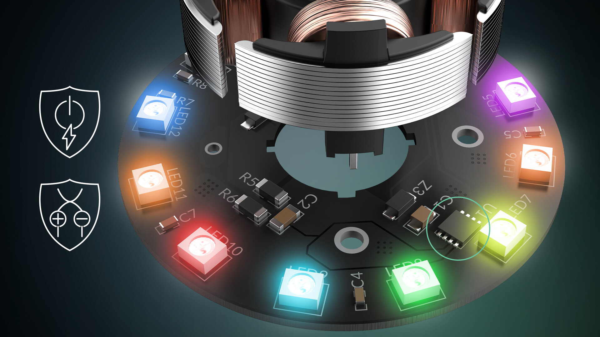 Bei der A-RGB-Variante sitzen 12 A-RGB-LEDs auf der Controller-Platine