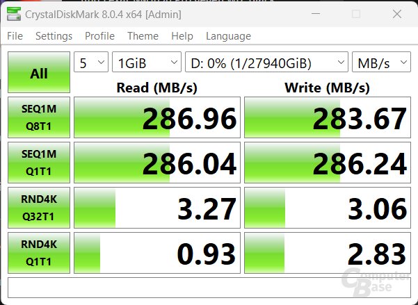 Die Seagate IronWolf Pro 30 TB HDD im CrystalDiskMark 8