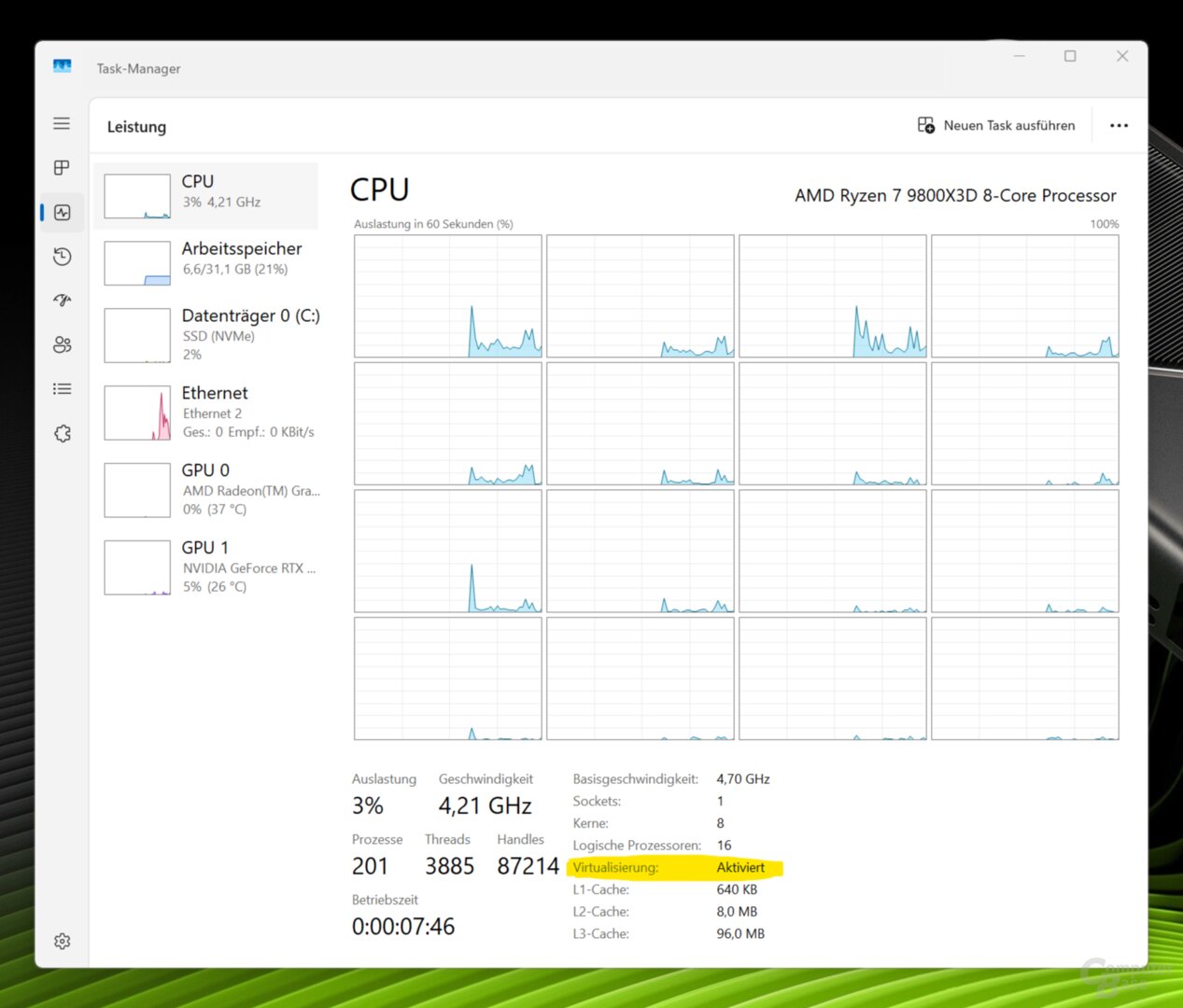 Virtualisierung muss aktiv sein