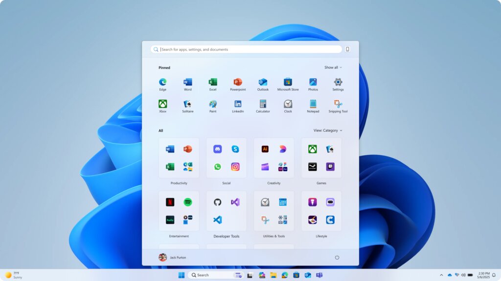 Neues Windows 11 Startmenü