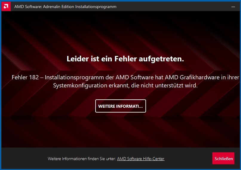 Auf Grafikkarten mit RDNA 1 und RDNA 2 schlägt die Installation fehl, es gibt aber einen Workaround