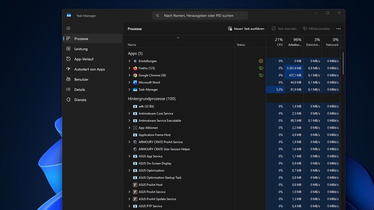 Bug im optionalen Oktober-Update: Taskmanager lässt sich unter Windows 11 nicht beenden