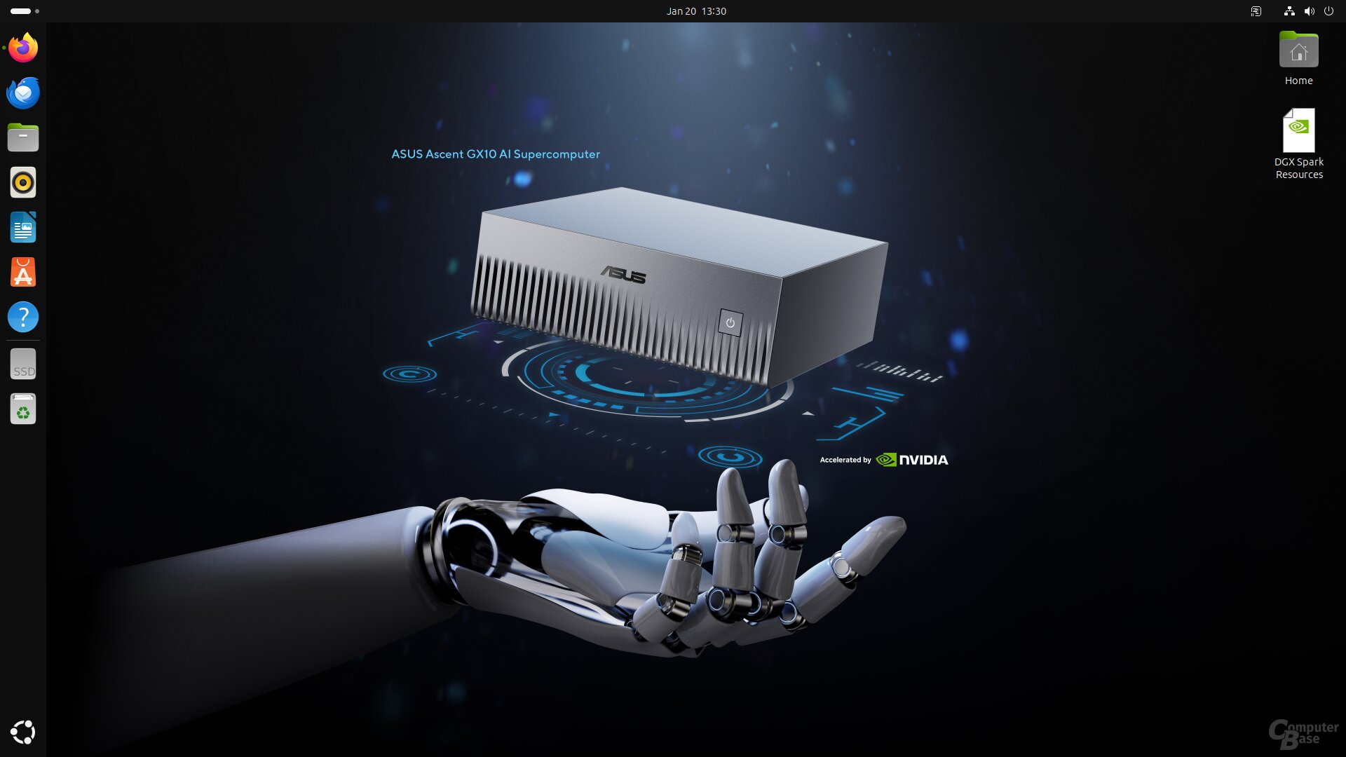 Der DGX-OS-Desktop und sein Startmenü