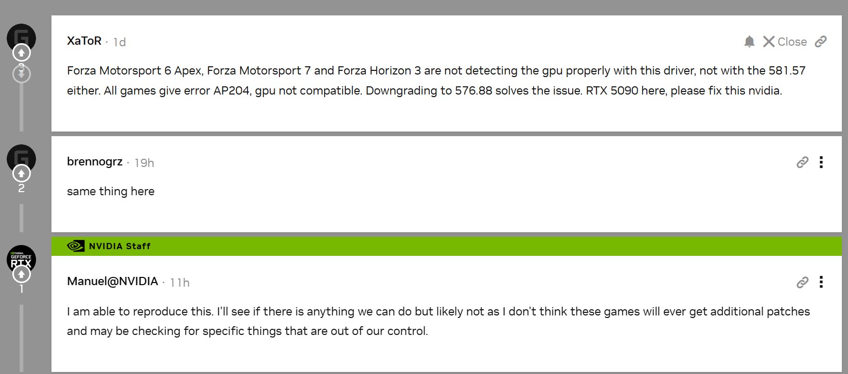 Treiberproblem mit Forza-Titeln bestätigt