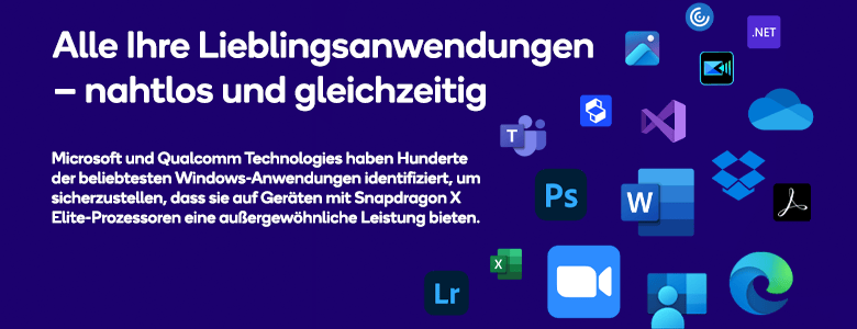 Die beliebtesten Business-Anwendungen laufen auf Snapdragon X mit hoher Leistung und niedriger Latenz