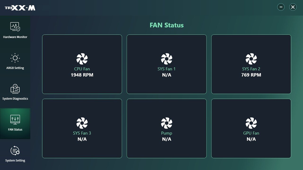 Sapphire TriXX-M – Lüfterstatus