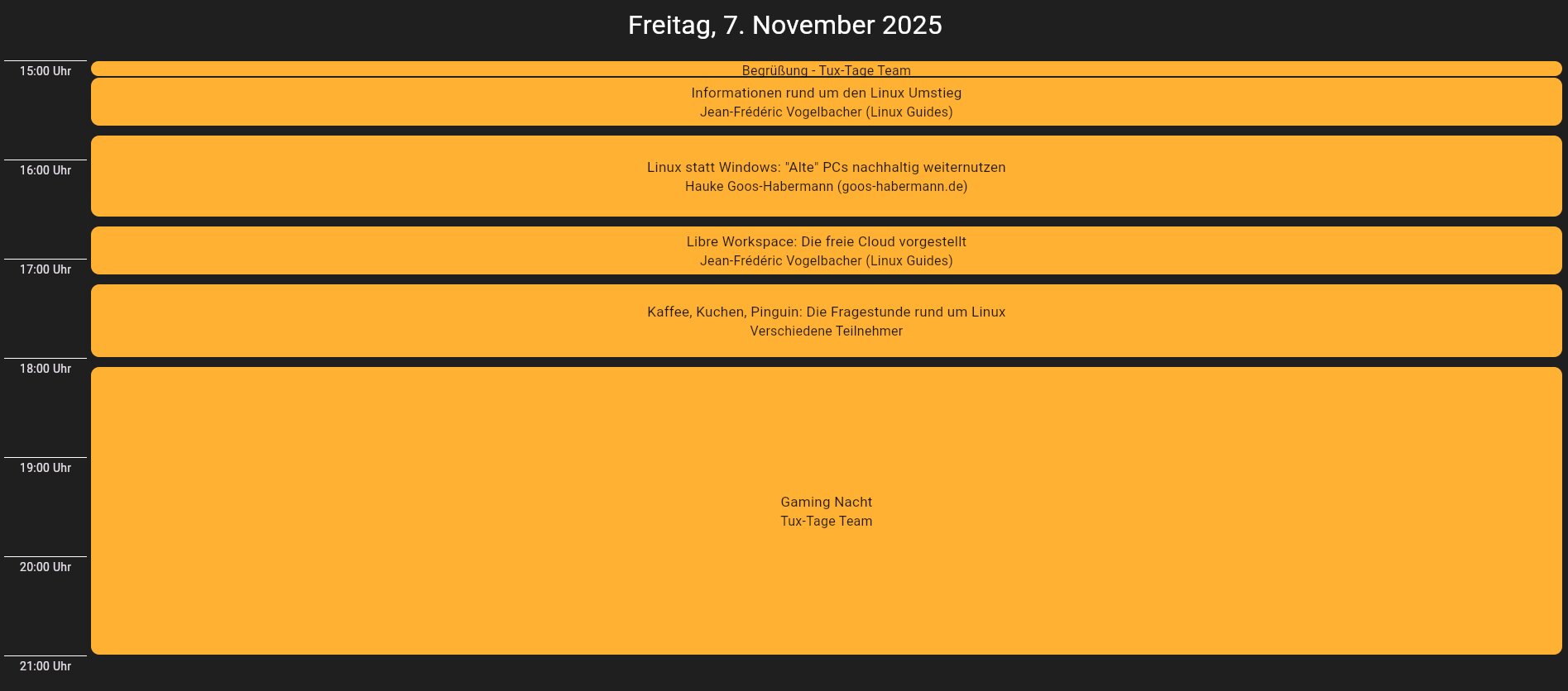 Tux-Tage am 7. November.