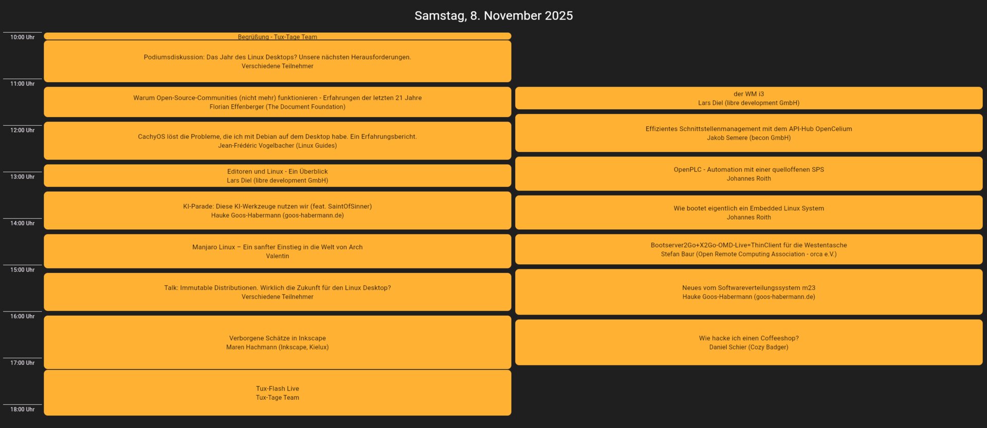 Tux-Tage am 8. November.