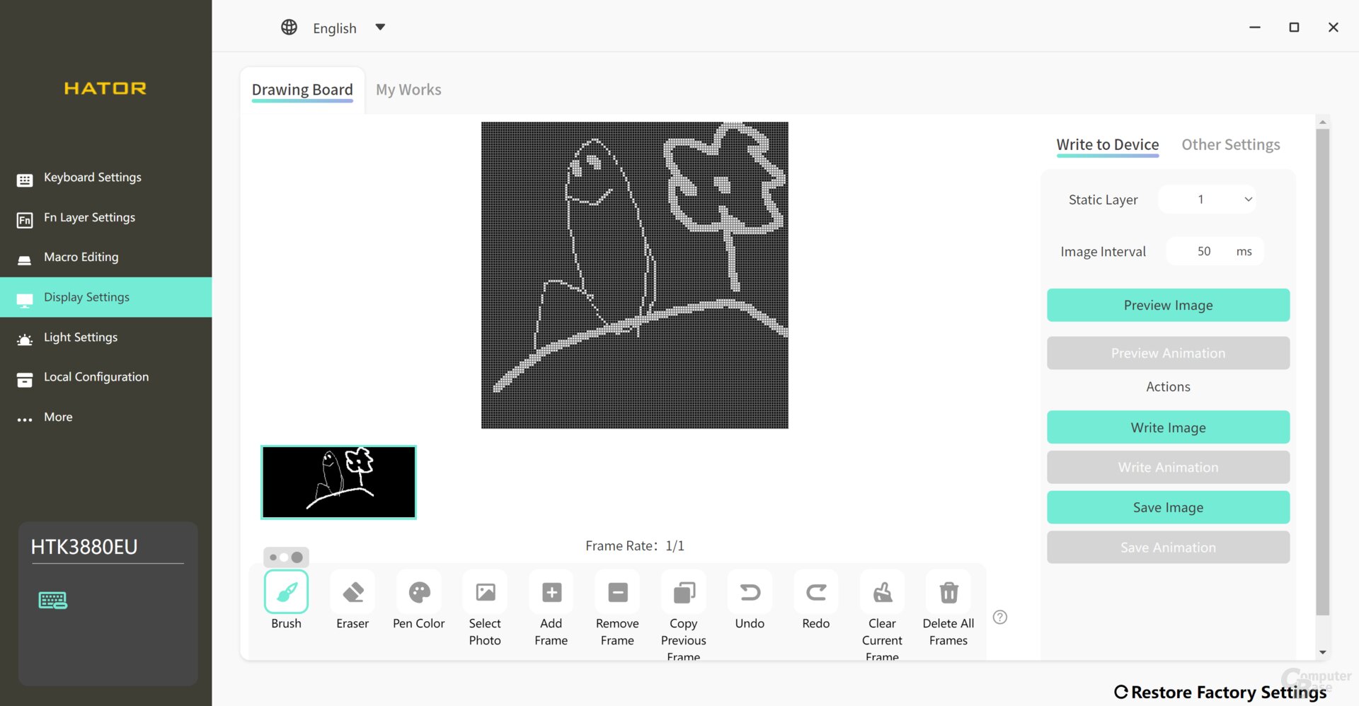 Für das Display lassen sich Bilder hochladen oder zeichnen