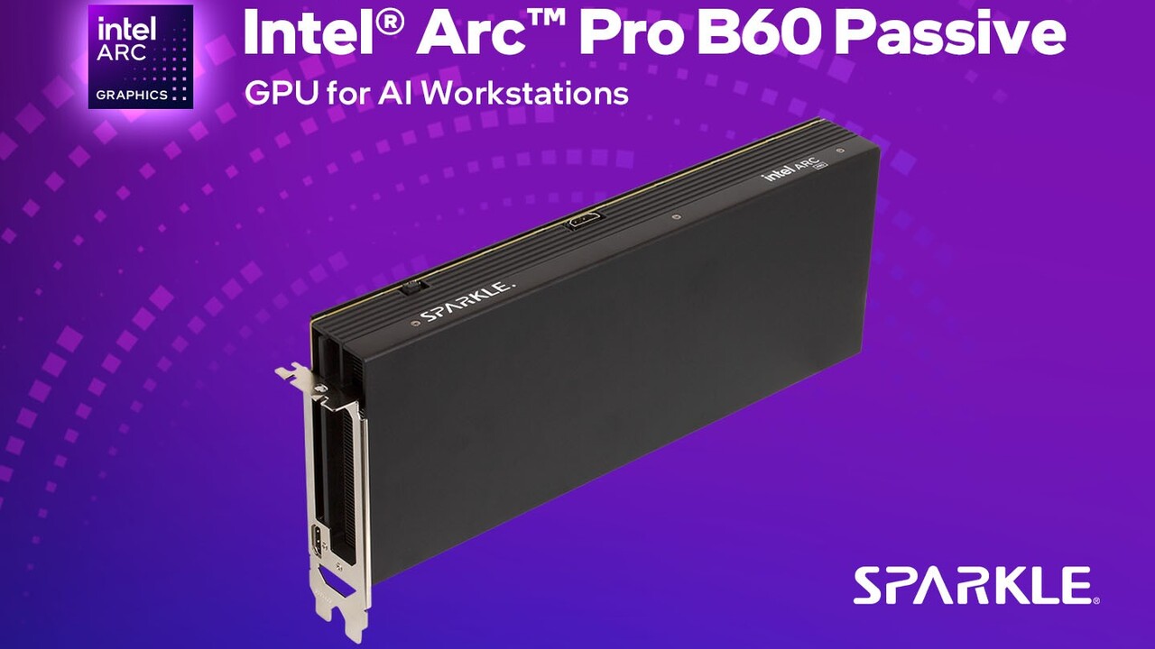Arc Pro B60 48 GB Passive: Sparkles Dual-GPU-Grafikkarte hat einmal HDMI an der Seite