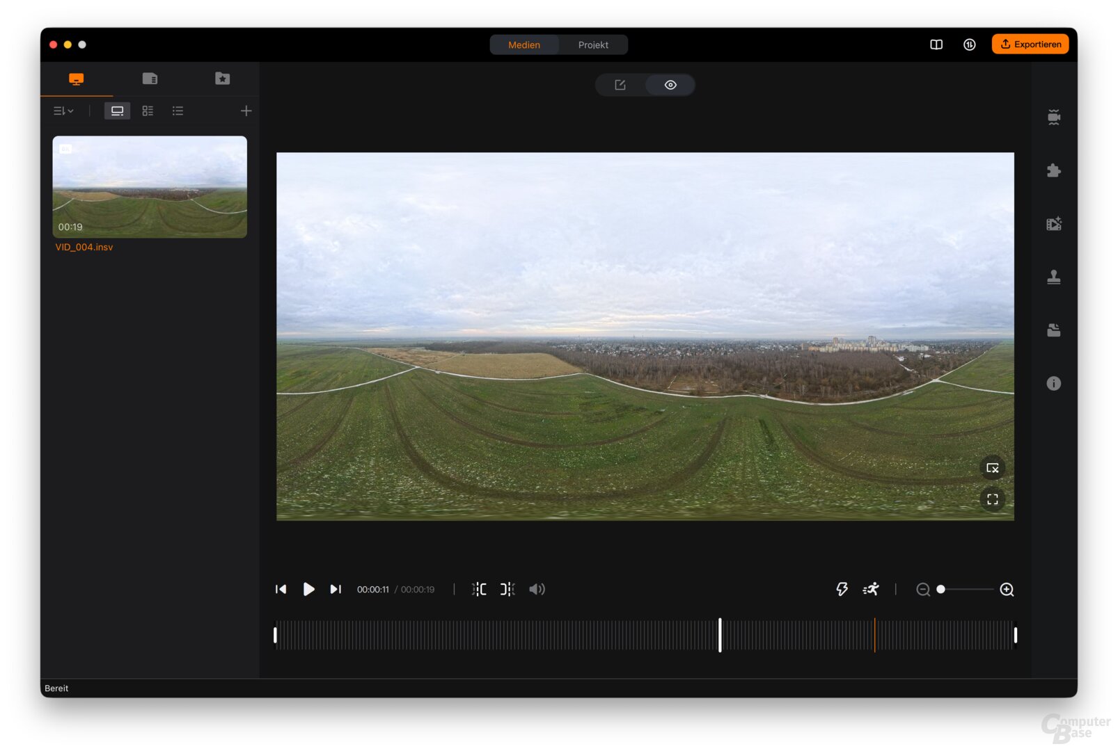 In Antigravity Studio können die 360°-Videos geschnitten, bearbeitet und mit zahlreichen Effekten versehen werden