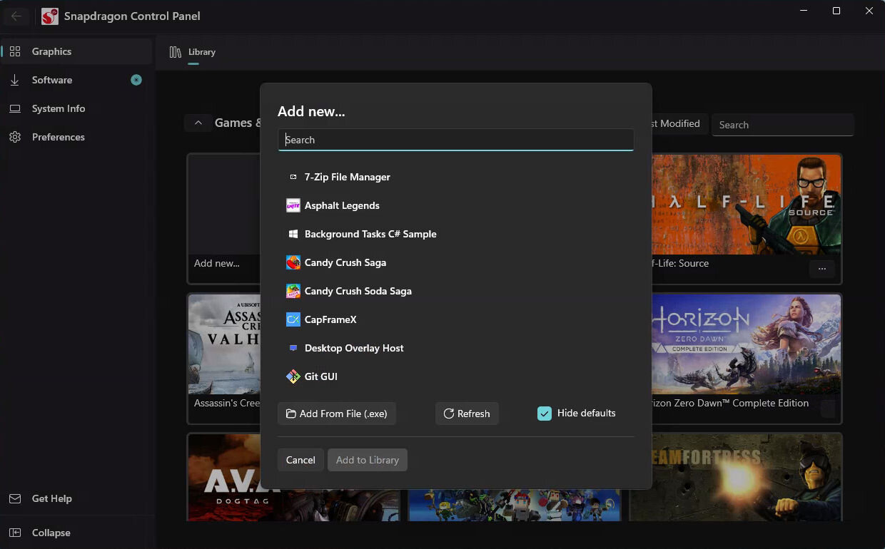 Snapdragon Control Panel