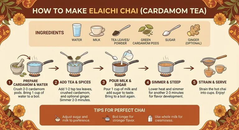 Google: Visuelles Rezept mit Nano Banana Pro. Prompt: Create an infographic that shows how to make elaichi chai.