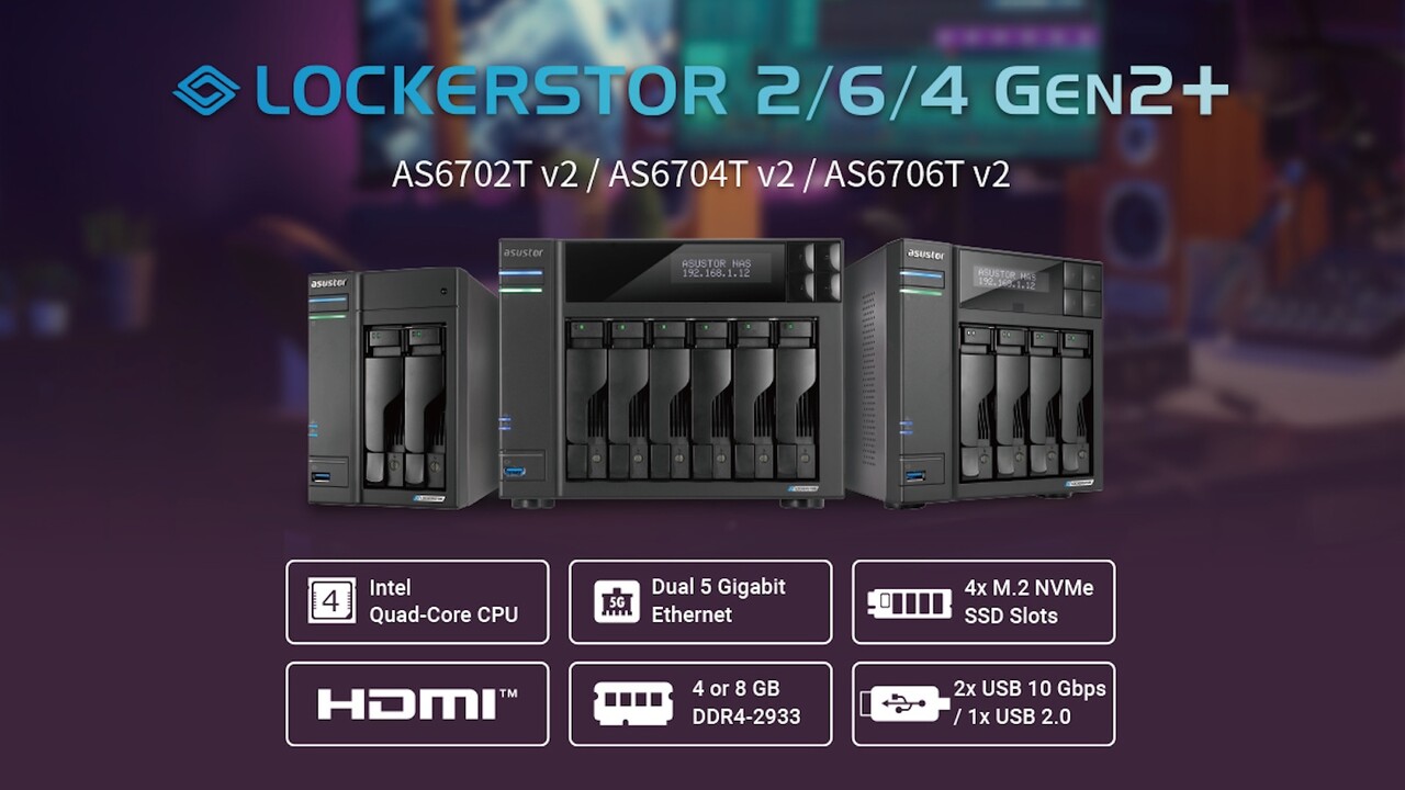 Asustor Lockerstor Gen2+: Neue NAS-Modelle bekommen doppelt so schnelles LAN Asustor Lockerstor Gen2+: Neue NAS-Modelle bekommen doppelt so schnelles LAN