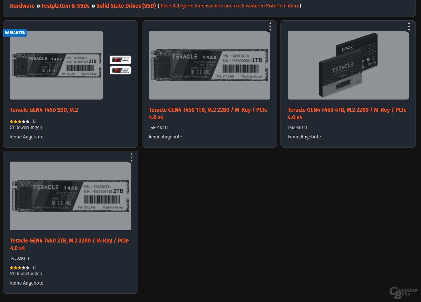 Teracle-SSDs sind nicht mehr im Handel verfügbar