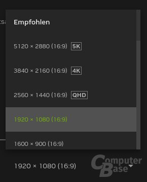 Die Auflösung des Streams lässt sich bis 5K einstellen.