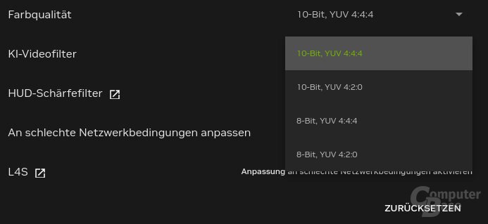 Mit Nvidia-Grafikkarten ist auch die Auswahl besseren Chroma-Subsamplings möglich.