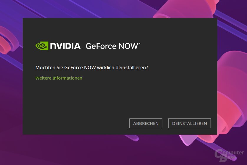 Der Installer kümmert sich auch um die Deinstallation bzw. Neuinstallation von GeForce Now.