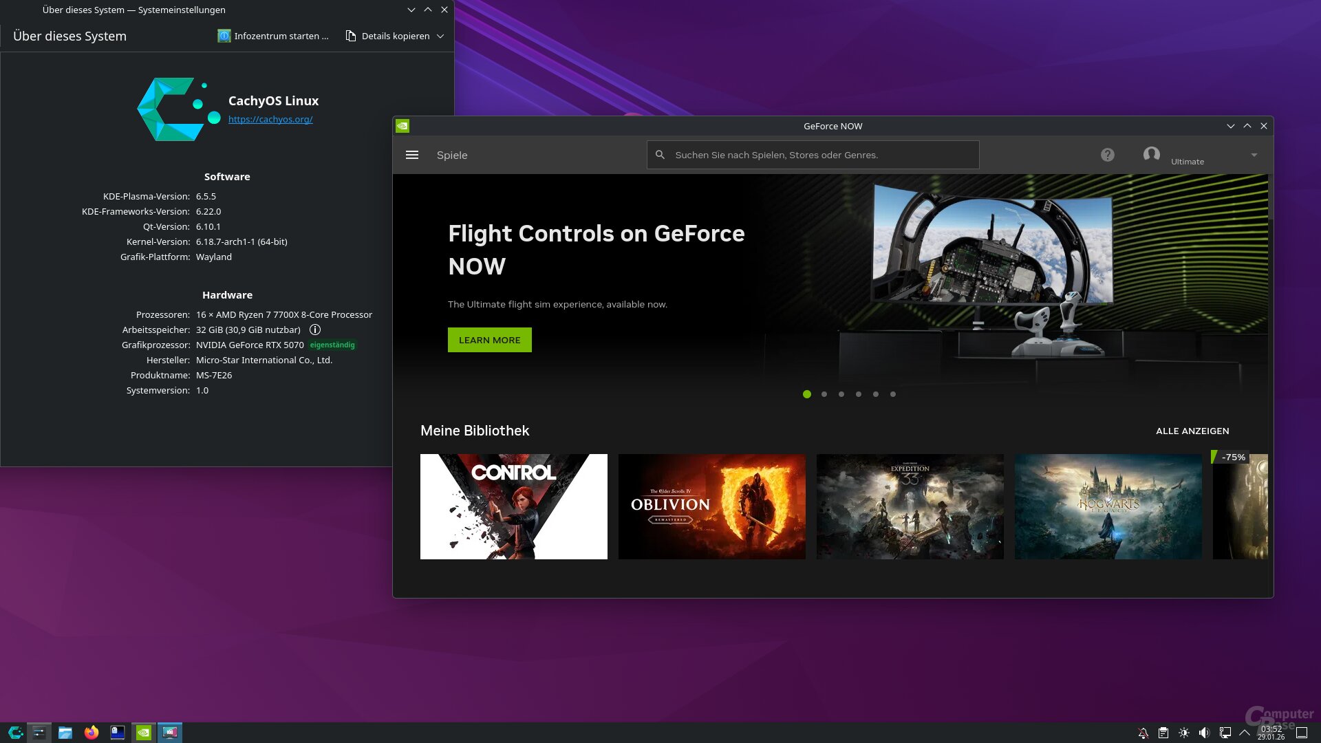Die native GeForce Now App unter Linux.