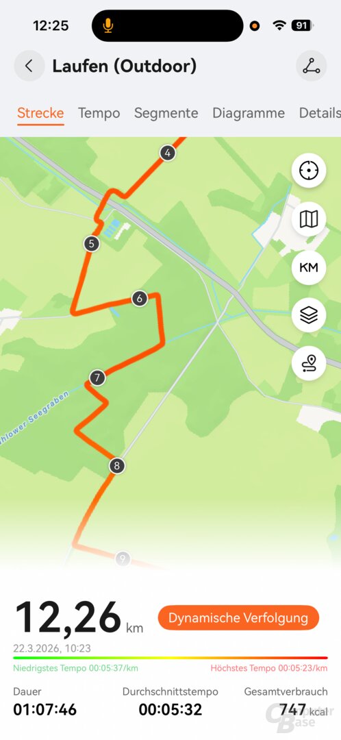 GPS-Route der gelaufenen Strecke