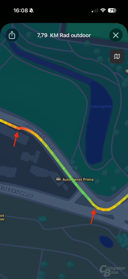 Apple Watch 11: Ungenaue GPS-Position mit nicht gefahrenem Knick