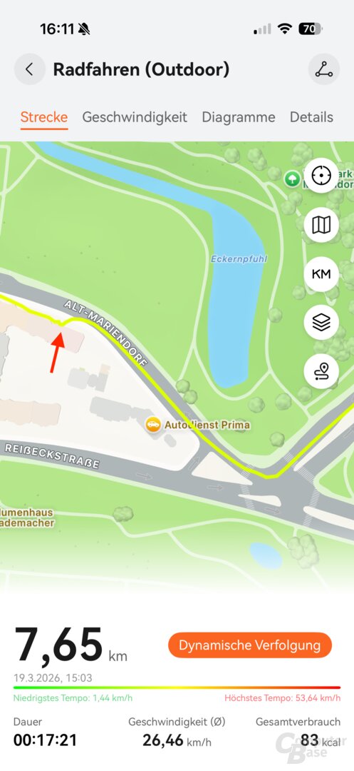 Huawei Watch GT Runner 2: Ungenaue GPS-Position mit nicht gefahrenem Knick