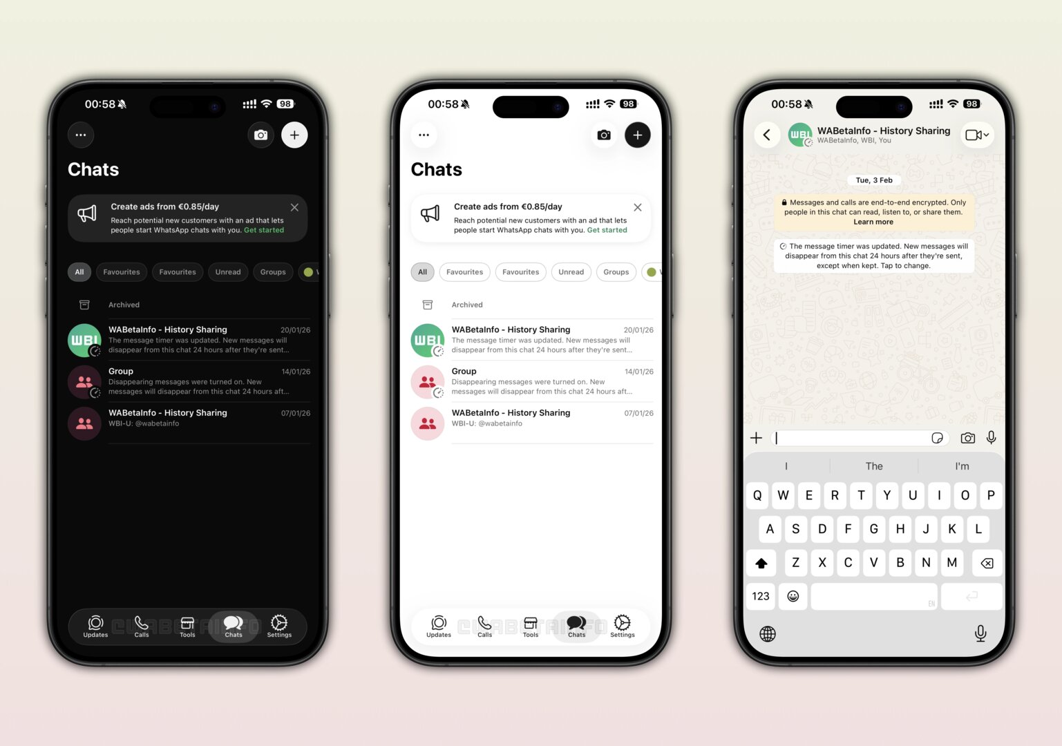 Neues Design in WhatsApp Business