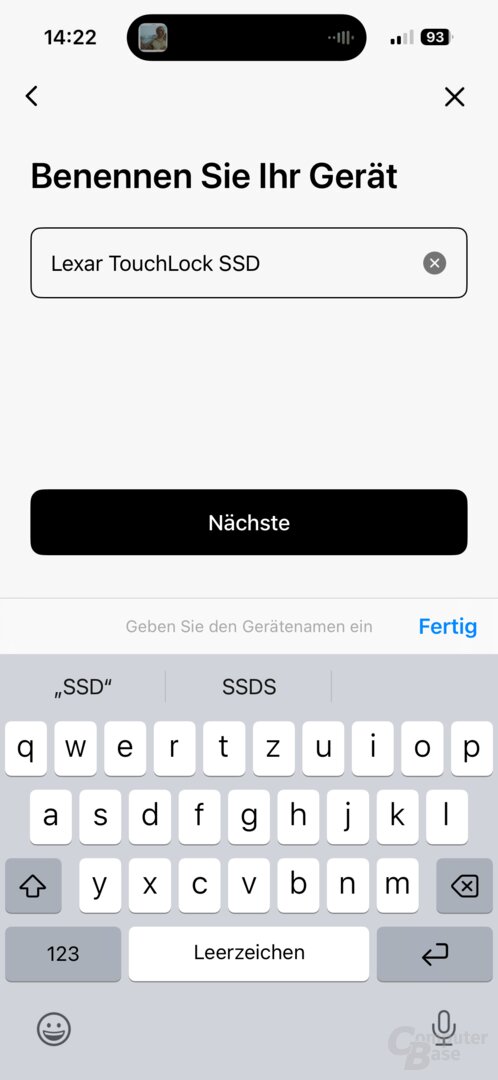 Vor der ersten Nutzung der Lexar TouchLock Portable SSD muss das Laufwerk in der entsprechenden App (iOS + Android) eingerichtet werden