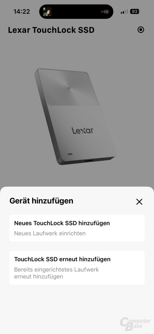 Vor der ersten Nutzung der Lexar TouchLock Portable SSD muss das Laufwerk in der entsprechenden App (iOS + Android) eingerichtet werden