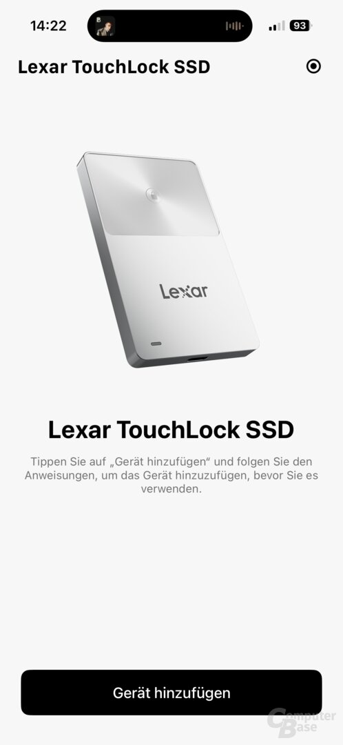 Vor der ersten Nutzung der Lexar TouchLock Portable SSD muss das Laufwerk in der entsprechenden App (iOS + Android) eingerichtet werden