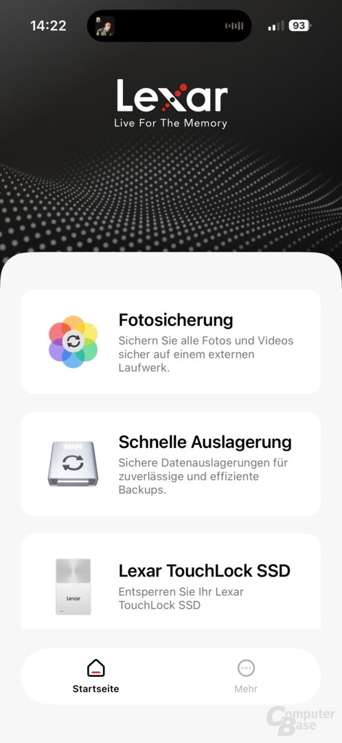 Vor der ersten Nutzung der Lexar TouchLock Portable SSD muss das Laufwerk in der entsprechenden App (iOS + Android) eingerichtet werden
