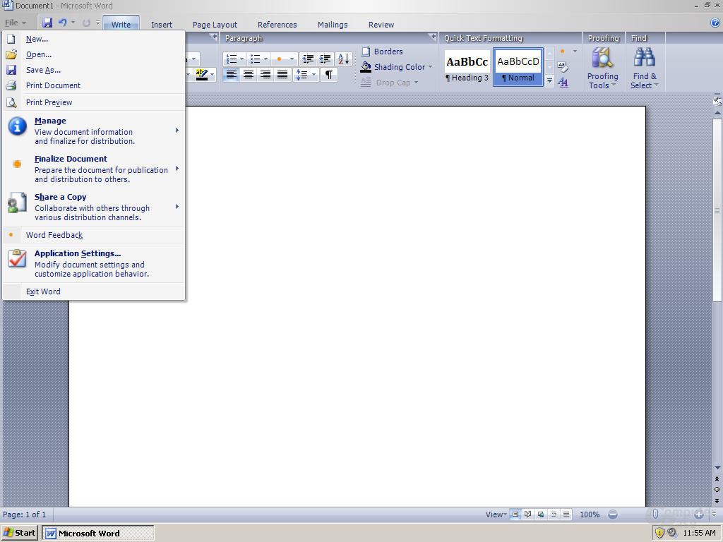 Windows Office Word 12 Pre-Beta 1 - Quelle: Winsupersite.com