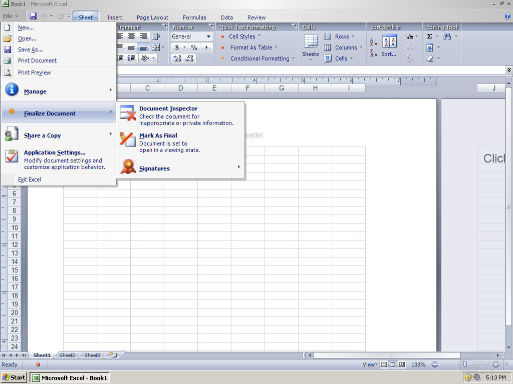 Windows Office Excel 12 Pre-Beta 1 - Quelle: Winsupersite.com