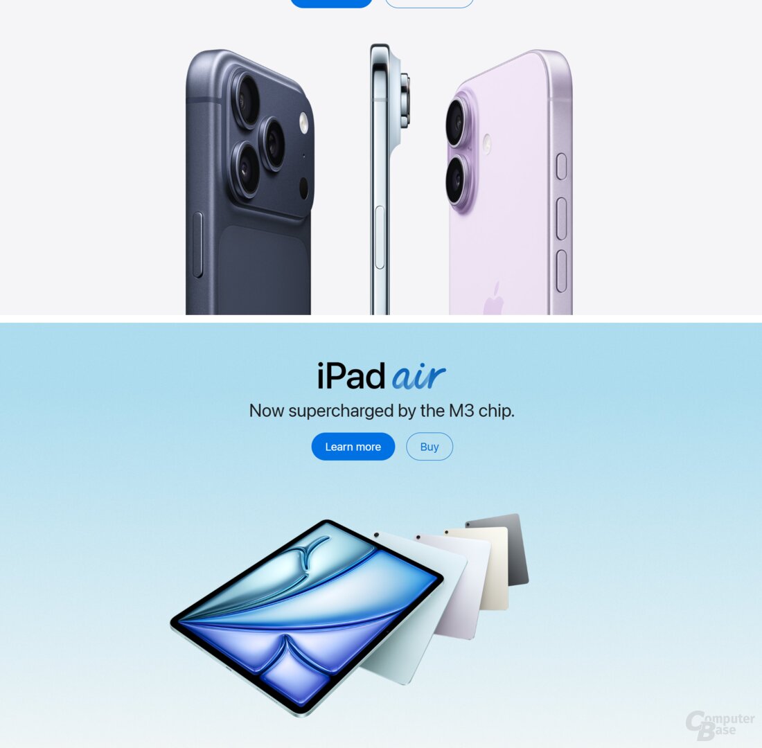 Erst online, jetzt vorerst wieder offline: Die Produktseiten zum Apple iPad Air mit M4